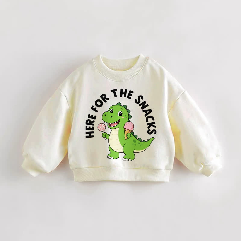 HERE FOR THE SNACKSの赤ちゃん幼児用恐竜柄クリームスウェットシャツ - クリーム - 3～5歳 - image 1