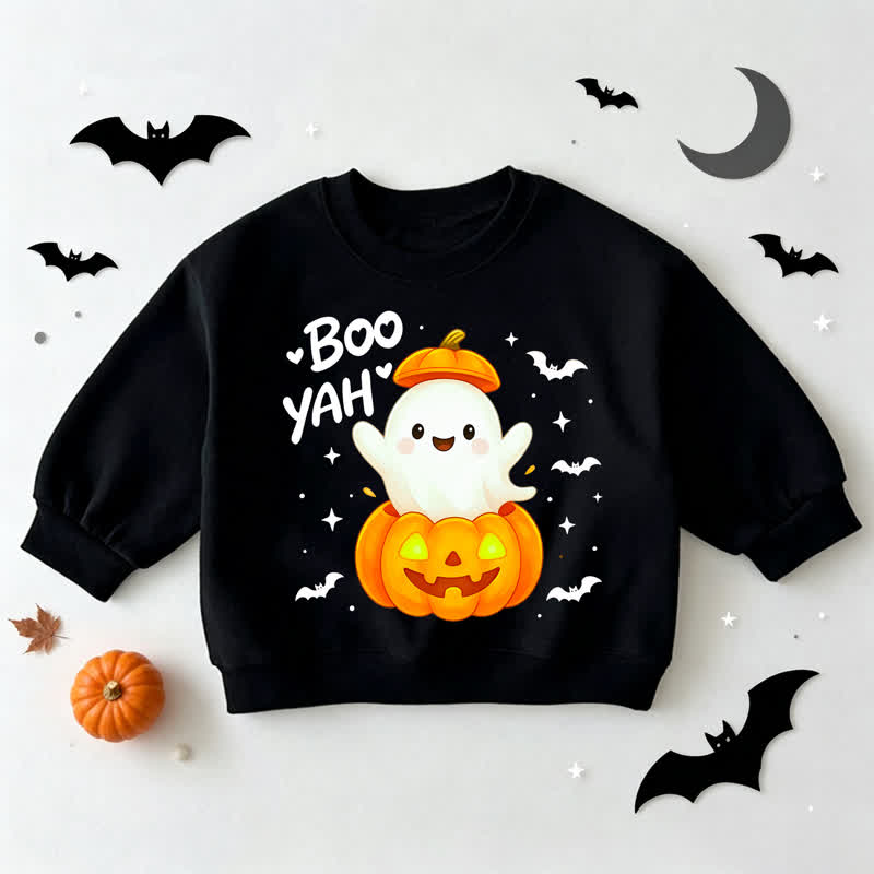 BOO YAH ベビー幼児用ゴーストとカボチャの黒いスウェットシャツ - 黒 - 3～5歳 - image 1