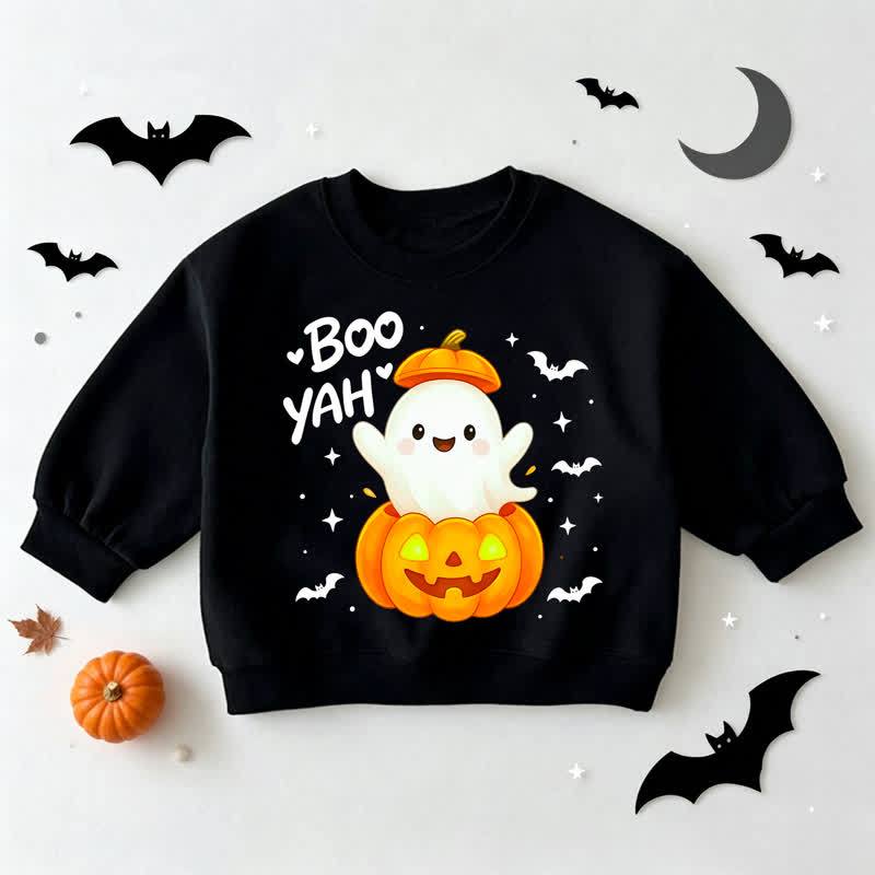 BOO YAH ベビー幼児用ゴーストとカボチャの黒いスウェットシャツ - 黒 - 3～5歳 - image 1