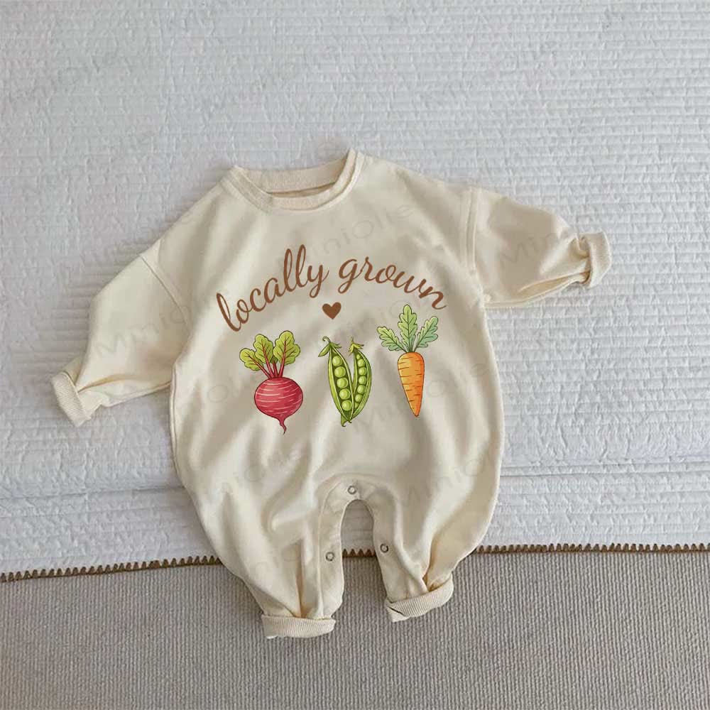 LOCALLY GROWNの野菜柄ベビーロンパース（ベージュ） - ベージュ - 2～3歳 - image 1
