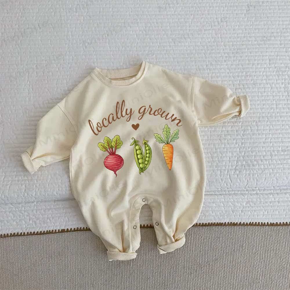 LOCALLY GROWNの野菜柄ベビーロンパース（ベージュ） - ベージュ - 2～3歳 - image 1