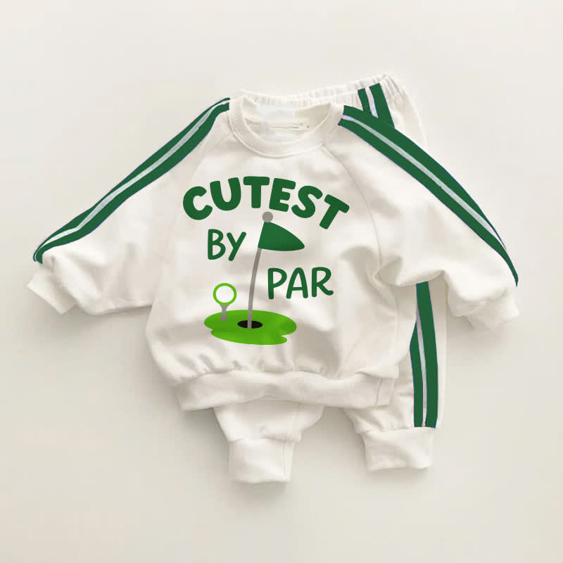 CUTEST BY PARベビー幼児用ゴルフグリーンストライプ2点セット - ホワイト＆グリーン - 3～5歳 - image 1