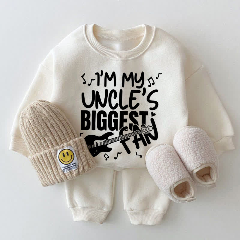 I'M MY UNCLE'S BIGGEST FAN！ベビーギタープリントホワイトスウェットシャツ2点セット - 白 - 2～3歳 - image 1