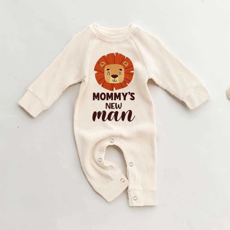 MOMMY'S NEW MANベビーライオンプリント ベージュワッフルロンパース - ベージュ - 18～24ヶ月 - image 1