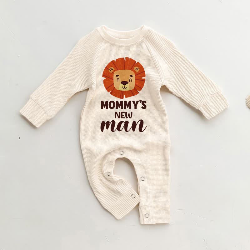 MOMMY'S NEW MANベビーライオンプリント ベージュワッフルロンパース - ベージュ - 18～24ヶ月 - image 1