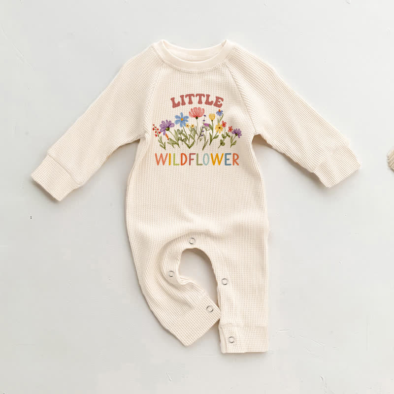 LITTLE WILDFLOWERベビー用花柄ベージュワッフルロンパース - ベージュ - 18～24ヶ月 - image 1