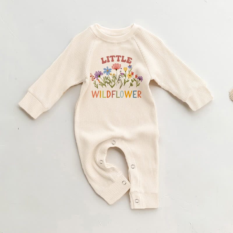 LITTLE WILDFLOWERベビー用花柄ベージュワッフルロンパース - ベージュ - 18～24ヶ月 - image 1