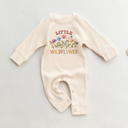 LITTLE WILDFLOWERベビー用花柄ベージュワッフルロンパース - ベージュ - 18～24ヶ月 - image 1