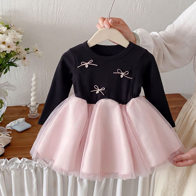 幼児用女の子向け、黒ニットボディス、ピンクチュールDress - ピンク - 4～5歳 - image 1