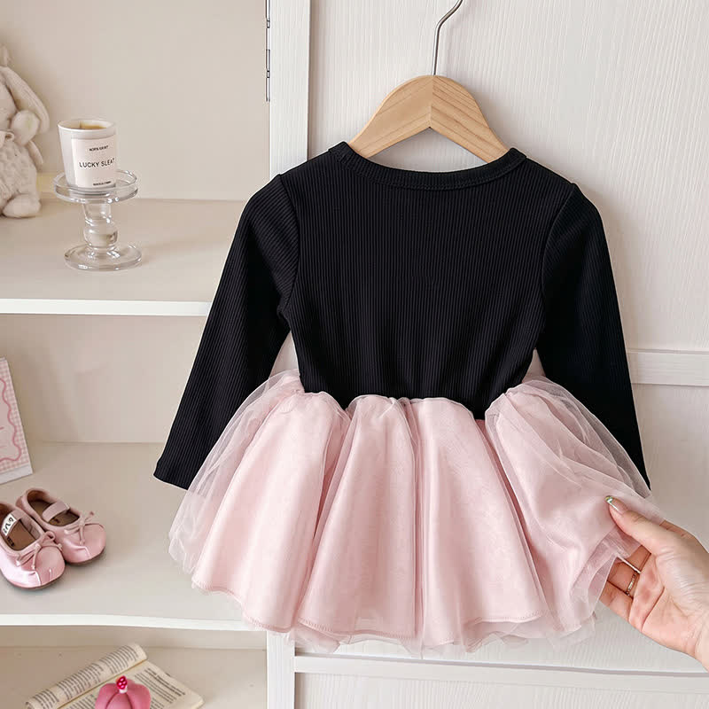 幼児用女の子向け、黒ニットボディス、ピンクチュールDress - image 2