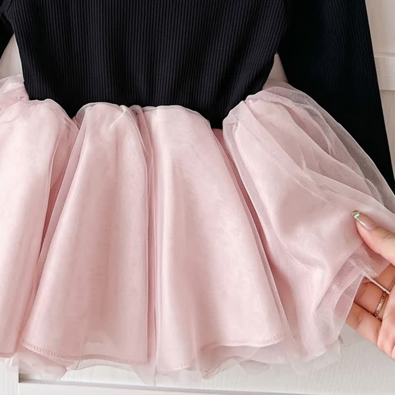 幼児用女の子向け、黒ニットボディス、ピンクチュールDress - image 4