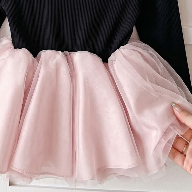 幼児用女の子向け、黒ニットボディス、ピンクチュールDress - image 4