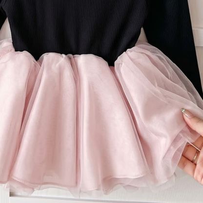 幼児用女の子向け、黒ニットボディス、ピンクチュールDress - image 4