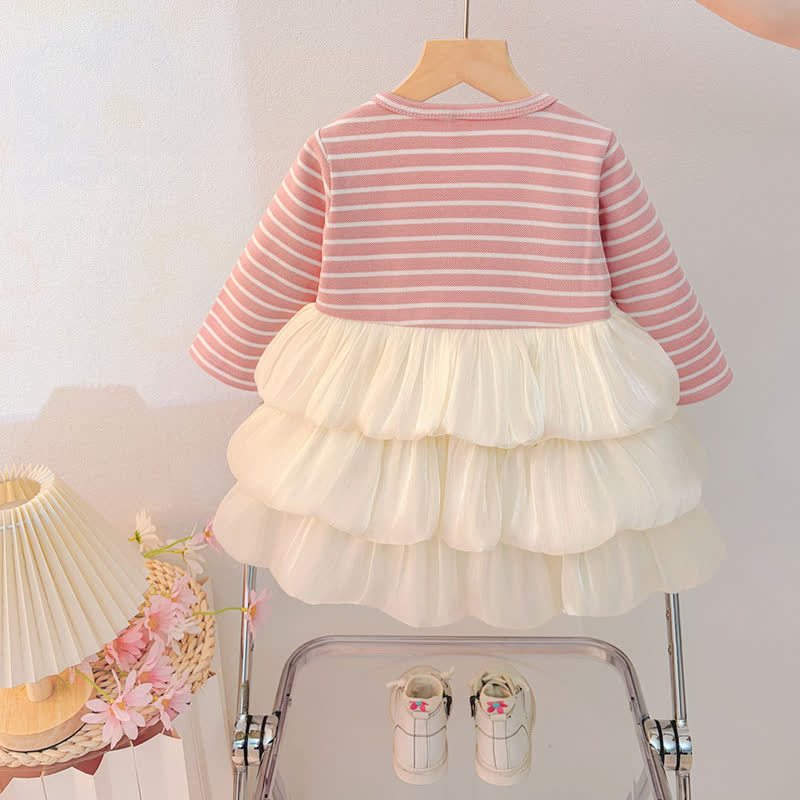ベビー・幼児用女の子向けうさぎ柄ストライプニットチュールDress - image 3