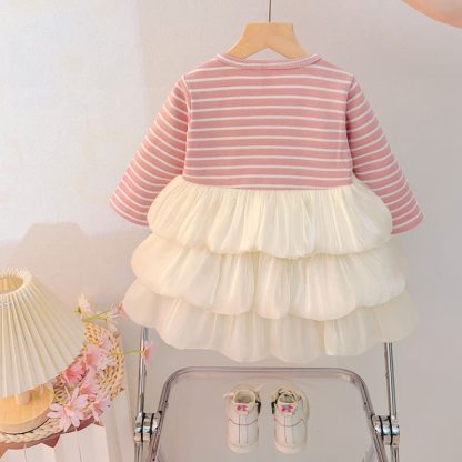 ベビー・幼児用女の子向けうさぎ柄ストライプニットチュールDress - image 3