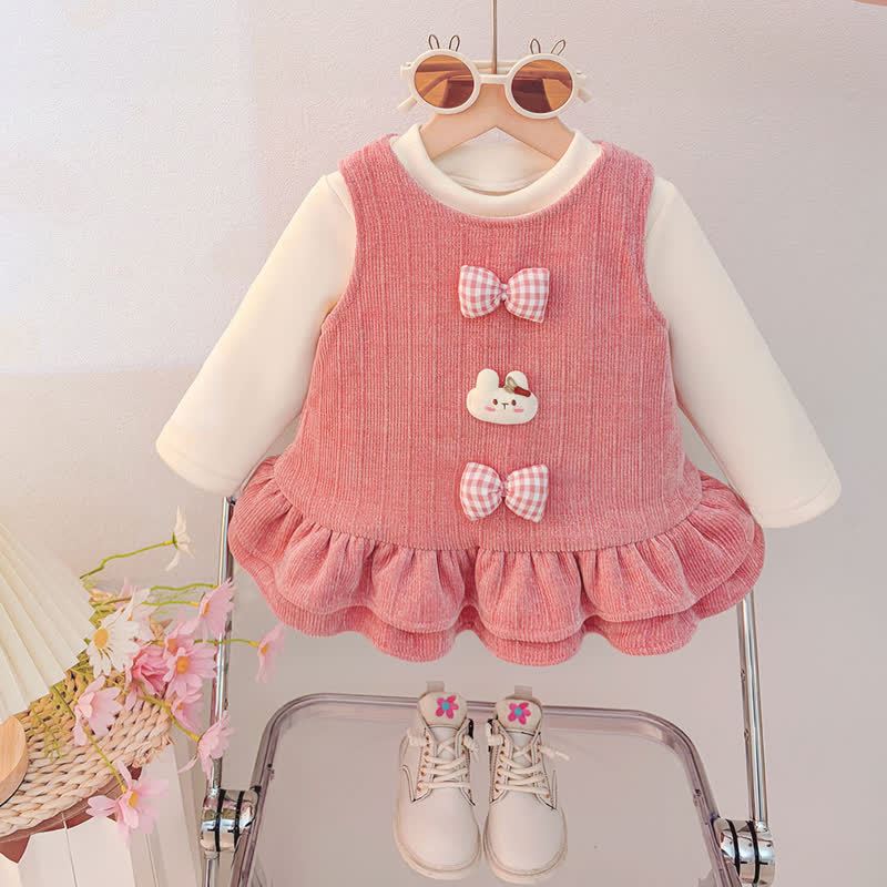 ベビーガール用ダブルリボンフリーストップ＆Dress - ピンク - 4～5歳 - image 2