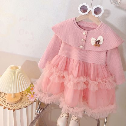ベビー・幼児向けパールショールカラー重ねチュールDress - ピンク - 3～4歳 - image 3