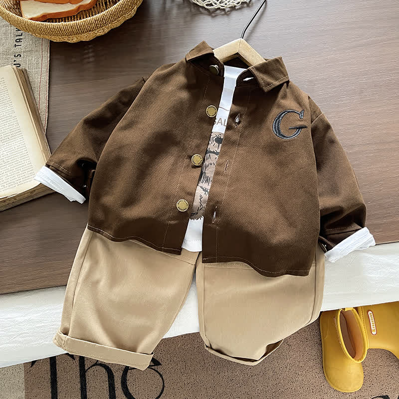 ベビー・幼児用ブラウンジャケット＆パンツ3点セット - 茶色 - 4～5歳 - image 1
