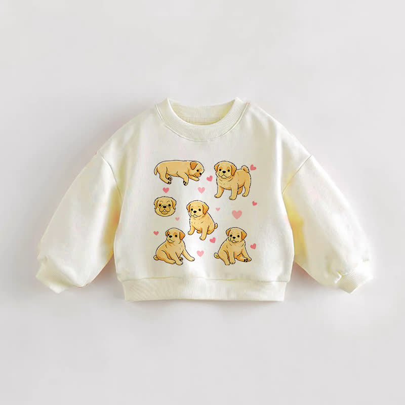 ベビー・幼児用かわいい子犬柄クリームスウェットシャツ - クリーム - 3～5歳 - image 1
