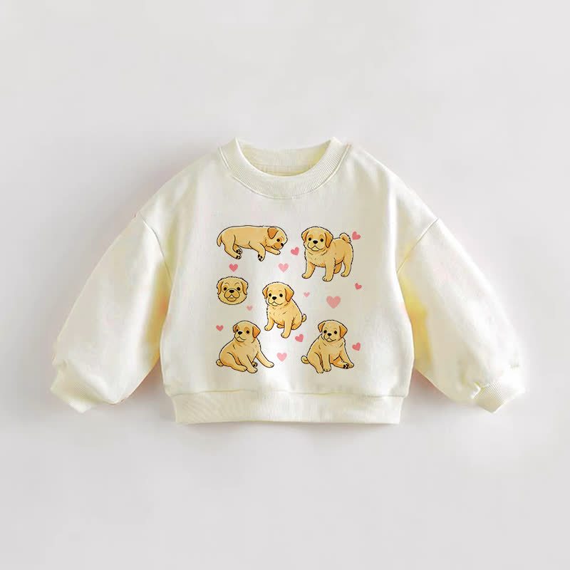 ベビー・幼児用かわいい子犬柄クリームスウェットシャツ - クリーム - 3～5歳 - image 1