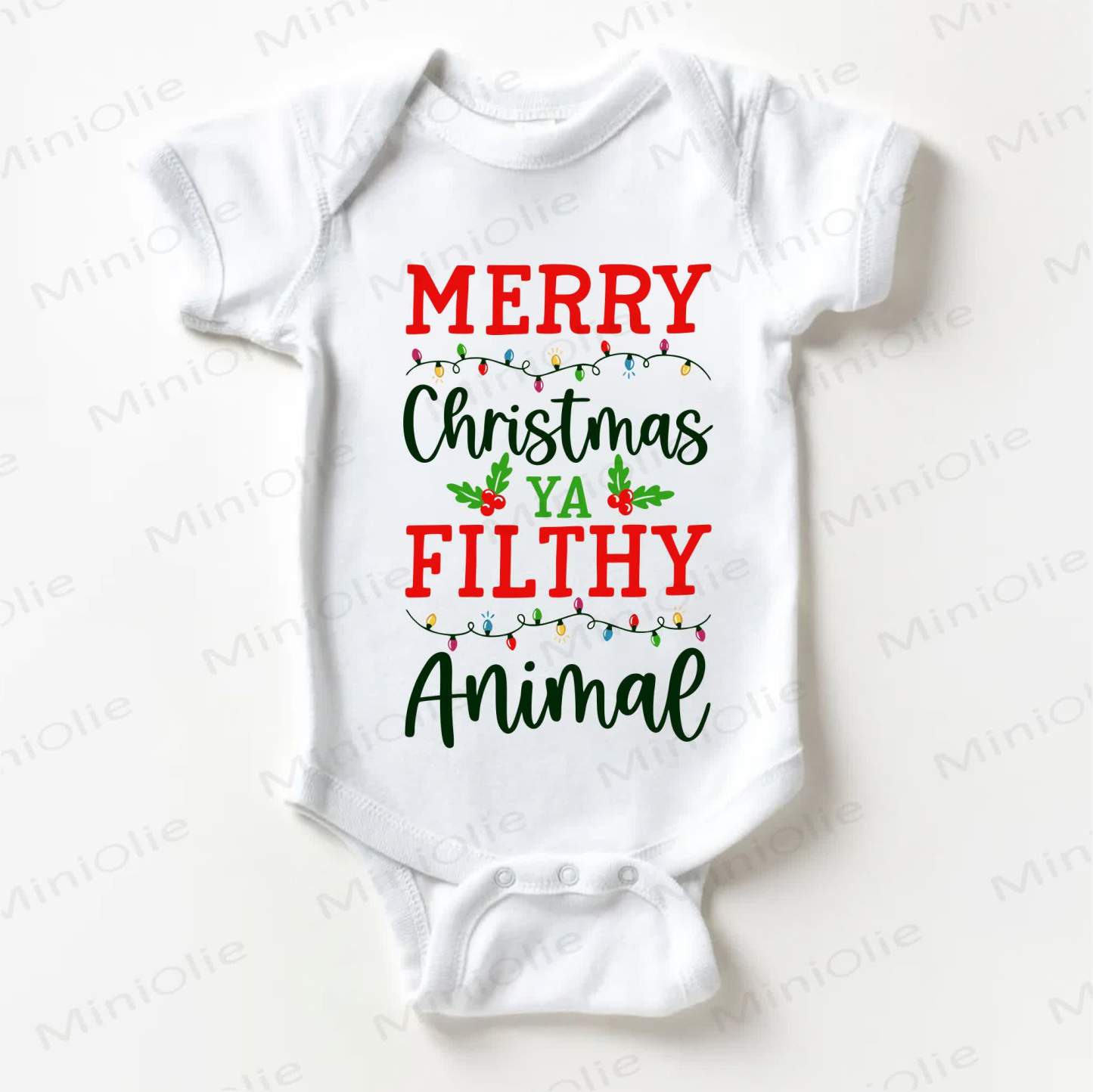 MERRY CHRISTMAS YA FILTHY ANIMAL！ベビー用ホワイトボディスーツ - 白 - 18～24ヶ月 - image 1