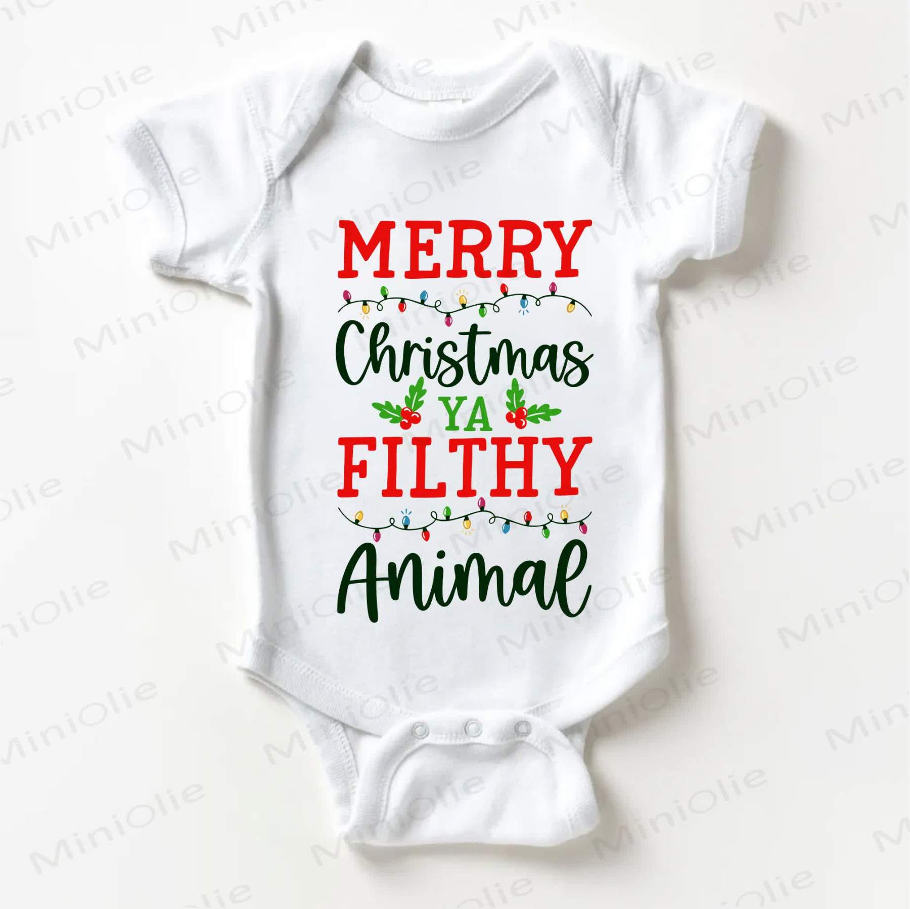 MERRY CHRISTMAS YA FILTHY ANIMAL！ベビー用ホワイトボディスーツ - 白 - 18～24ヶ月 - image 1