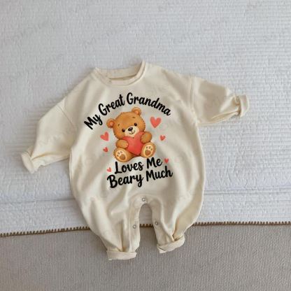 MY GREAT GRANDMA LOVES ME BEARY MUCHベージュロンパース - ベージュ - 2～3歳 - image 1