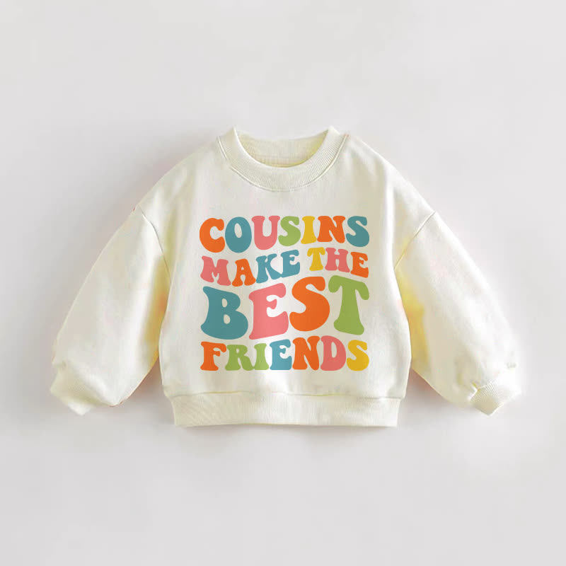 COUSINS MAKE THE BEST FRIENDS・幼児用カラフルスローガン入りクリームスウェットシャツ - クリーム - 3～5歳 - image 1