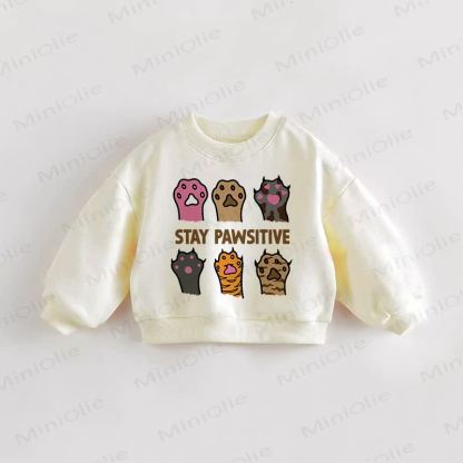 STAY PAWSITIVEベビー幼児用クリームスウェットシャツ - クリーム - 3～5歳 - image 1