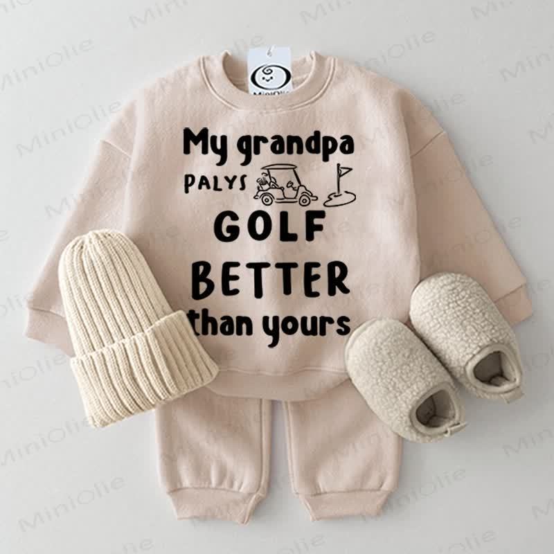 MY GRANDPA PALYS GOLF BETTER THAN YOURSスウェットシャツ 2点セット - ピンク - 2～3歳 - image 1