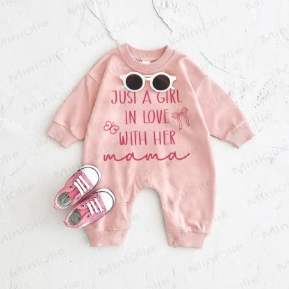 JUST A GIRL IN LOVE WITH HER MAMA　ベビーピンクのロンパース - ピンク - 2～3歳 - image 1
