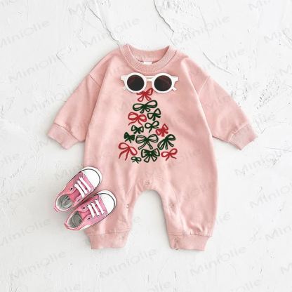 ベビー用クリスマスリボン付きピンクロンパース - ピンク - 2～3歳 - image 1