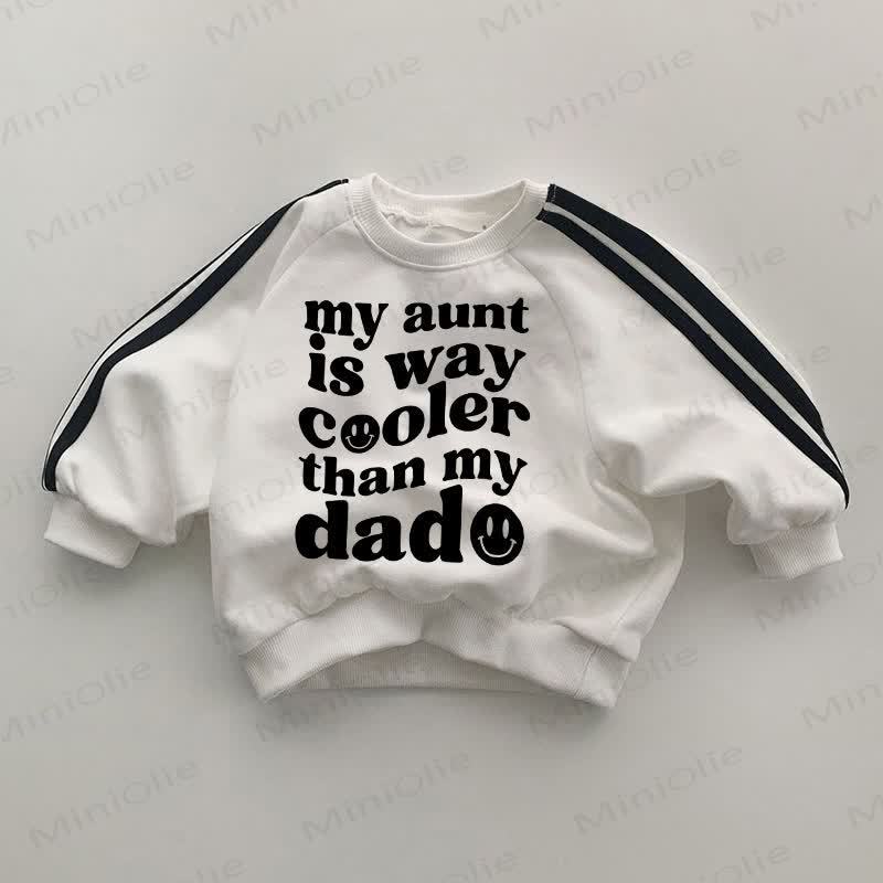 MY AUNT IS WAY COOLER THAN MY DADベビー用黒ストライプ袖白スウェットシャツ - 白 - 2～3歳 - image 1
