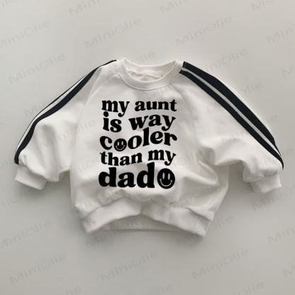 MY AUNT IS WAY COOLER THAN MY DADベビー用黒ストライプ袖白スウェットシャツ - 白 - 2～3歳 - image 1