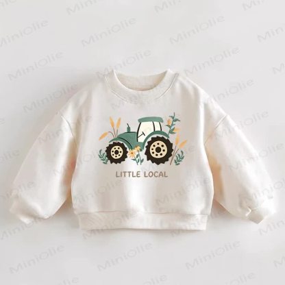 LITTLE LOCALベビー幼児用トラクター柄クリームスウェットシャツ - クリーム - 3～5歳 - image 1