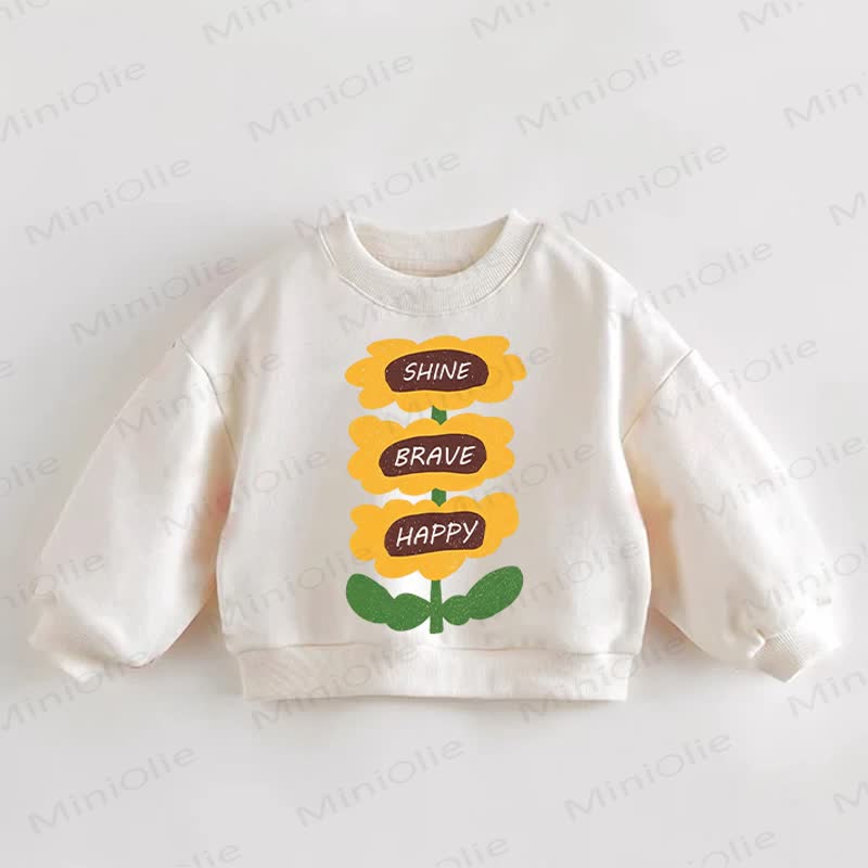 SHINE BRAVE HAPPYベビー幼児用ひまわりクリームスウェットシャツ - クリーム - 3～5歳 - image 1