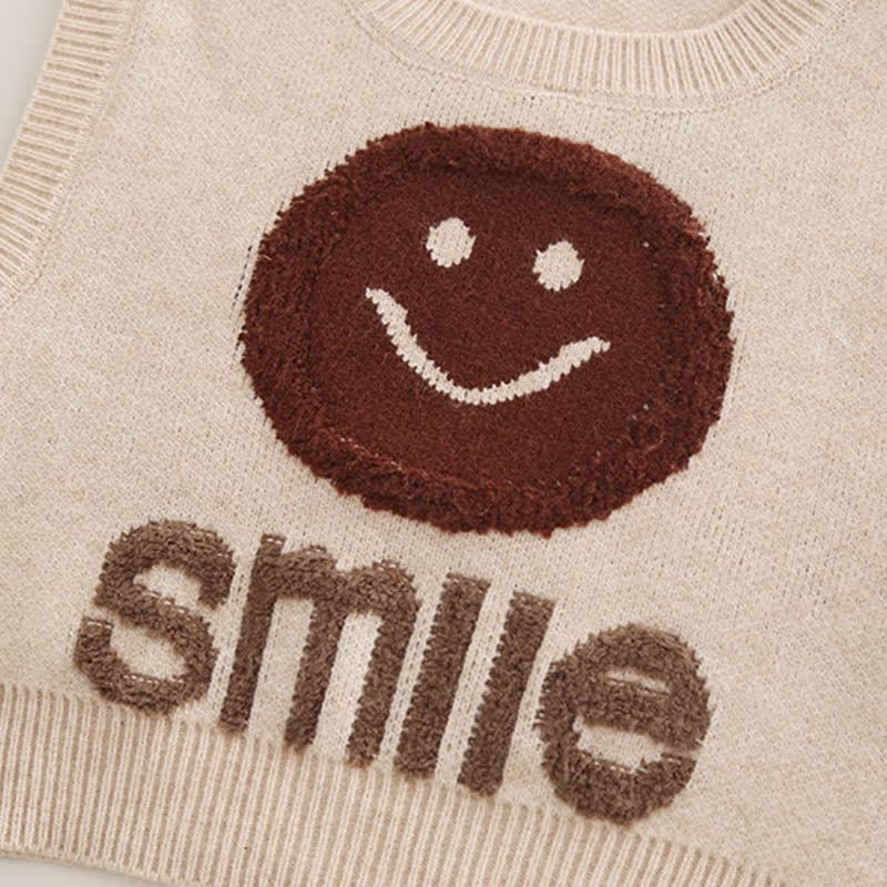 SMILE幼児男の子用スマイリーフェイスニットベスト＆ジョガーパンツ 3点セット - image 7