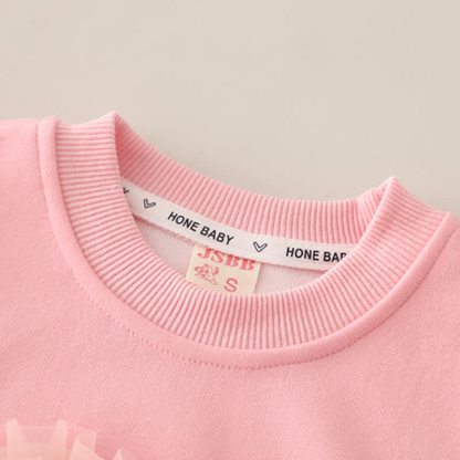 幼児用女の子向けチュールハート柄スウェットシャツとデニムパンツのツーピースセット - image 5