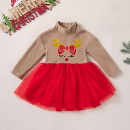 ベビーガール用タートルネックチュールクリスマスDress - アカシカ - 2-3Y - image 3