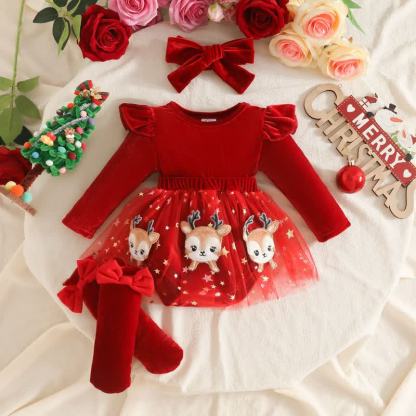ベビーガール用ベルベットチュールDress（ヘッドバンドとソックス付き） - アカシカ - 12～18ヶ月 - image 3