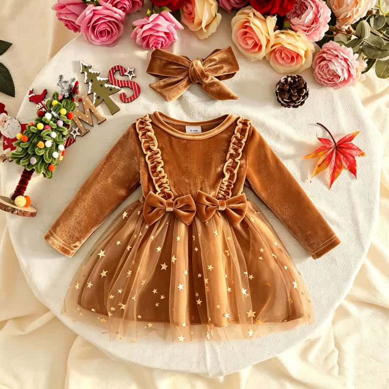 ベビーガール用ベルベットバタフライチュールDress - 茶色 - 12～18ヶ月 - image 5