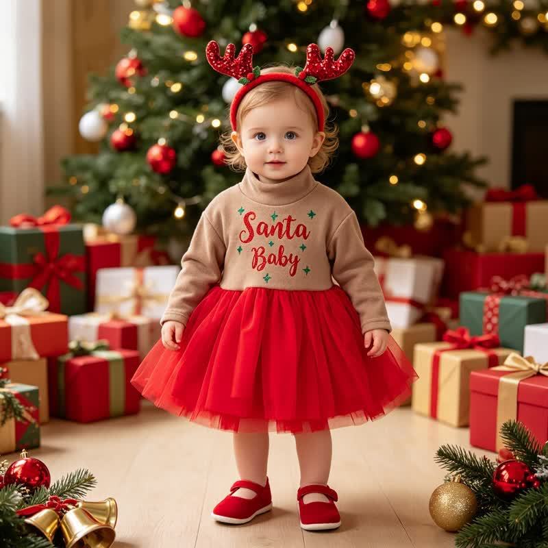 ベビーガール用タートルネックチュールクリスマスDress - image 1