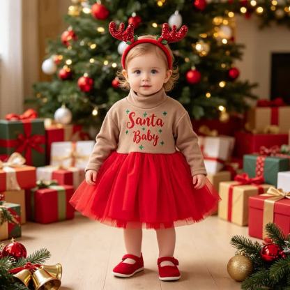 ベビーガール用タートルネックチュールクリスマスDress - image 1