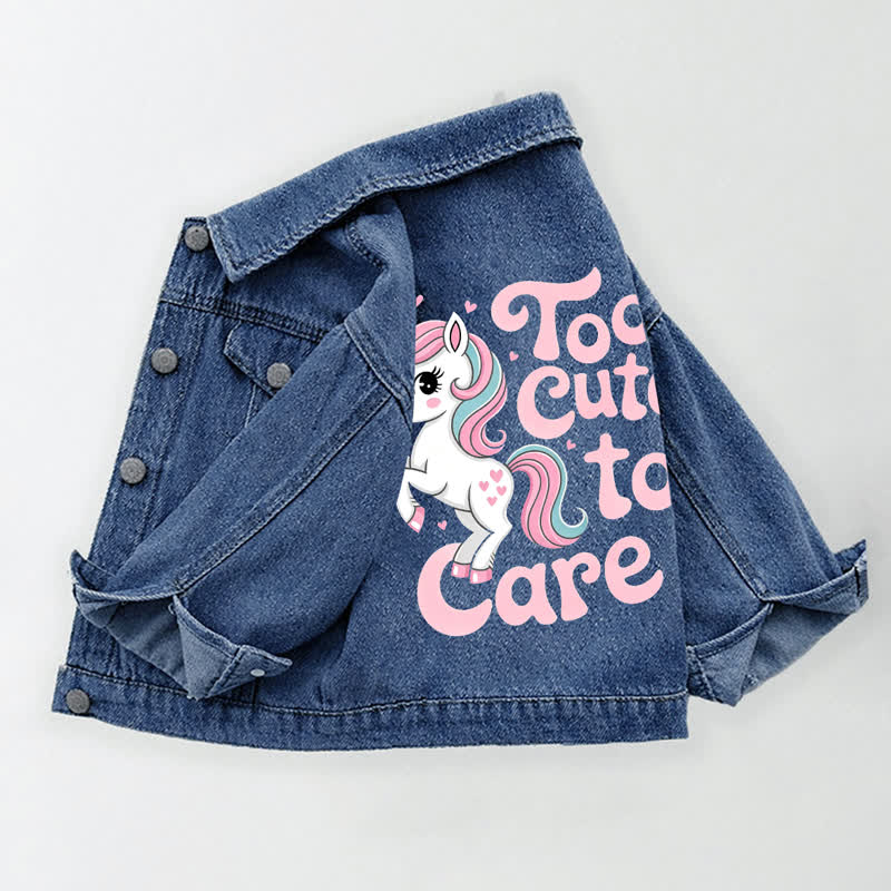TOO CUTE TO CARE！幼児・キッズ用ユニコーン柄デニムジャケット - image 2