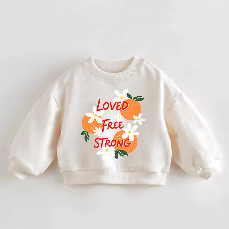 LOVE FREE STRONG幼児用オレンジと花柄プリントのクリームスウェットシャツ - クリーム - 3～5歳 - image 1