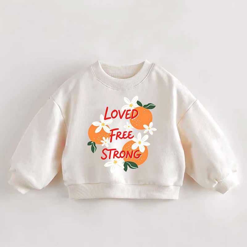 LOVE FREE STRONG幼児用オレンジと花柄プリントのクリームスウェットシャツ - クリーム - 3～5歳 - image 1