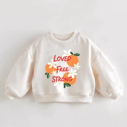 LOVE FREE STRONG幼児用オレンジと花柄プリントのクリームスウェットシャツ - クリーム - 3～5歳 - image 1