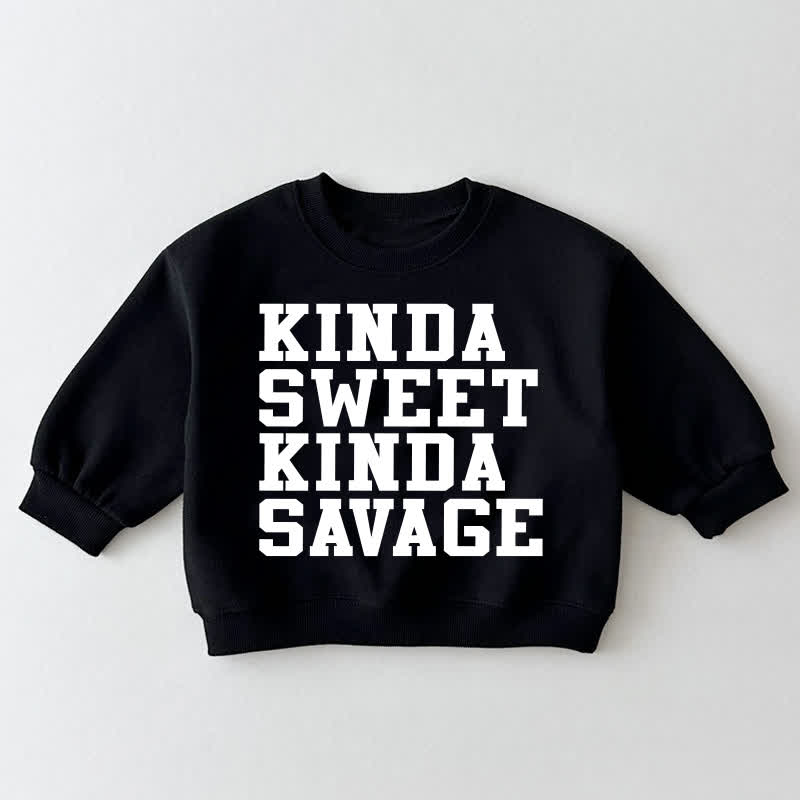 KINDA SWEET KINDA SAVAGE幼児用ブラックスウェットシャツ - 黒 - 3～5歳 - image 1