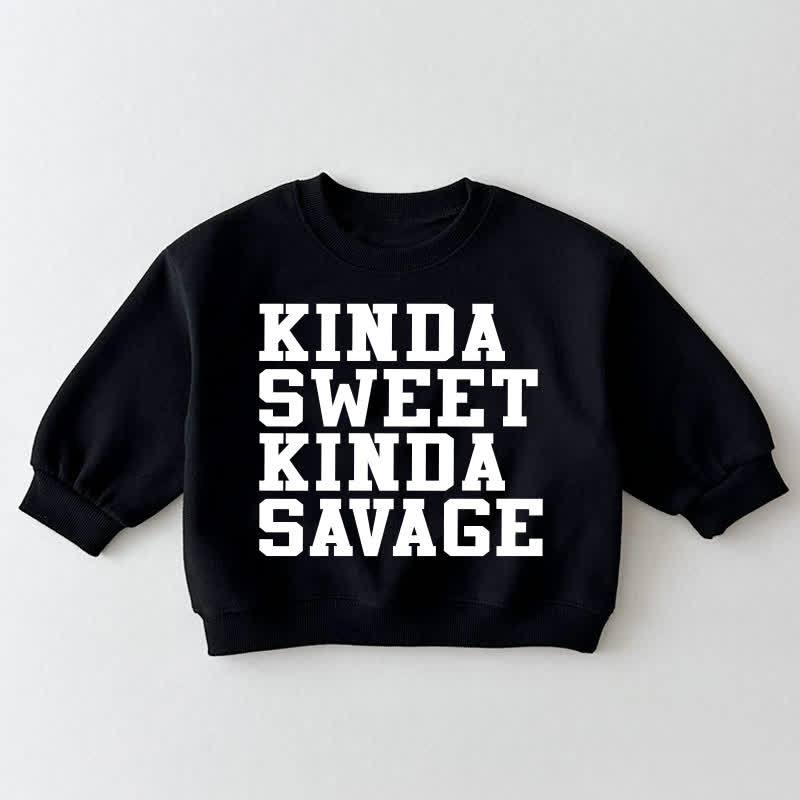 KINDA SWEET KINDA SAVAGE幼児用ブラックスウェットシャツ - 黒 - 3～5歳 - image 1