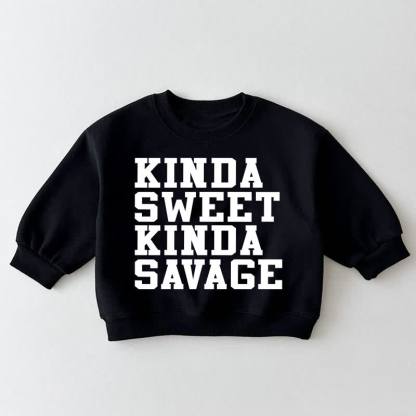 KINDA SWEET KINDA SAVAGE幼児用ブラックスウェットシャツ - 黒 - 3～5歳 - image 1